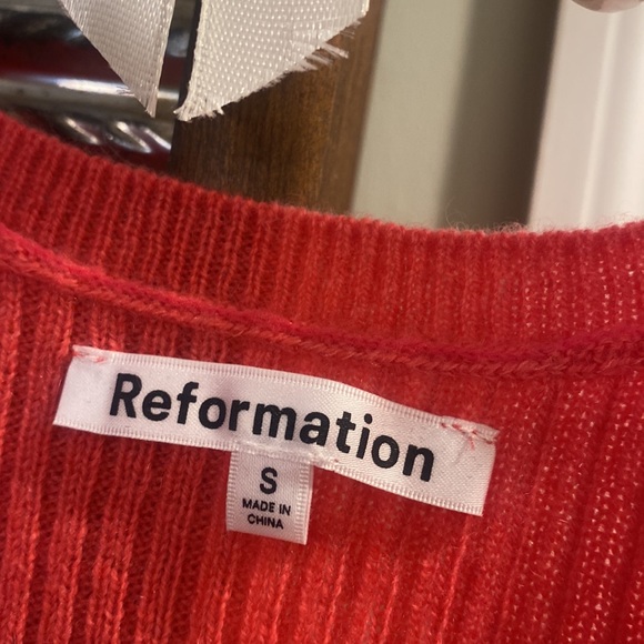 Like New Reformation Benedetta Flamingo Pink Ribbed Cashmere Cropped Tank - Picture 4 of 12